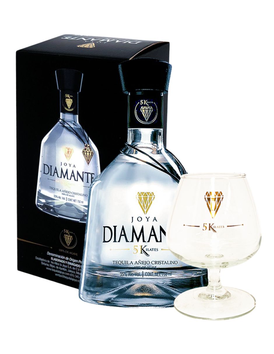 Tequila Joya Diamante 5 Kilates Añejo Crist. C/Copa 750ml