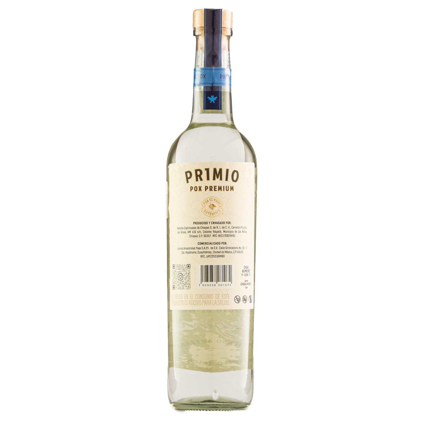 Destilado Artesanal Pox Primio Primer Premium 700 Ml