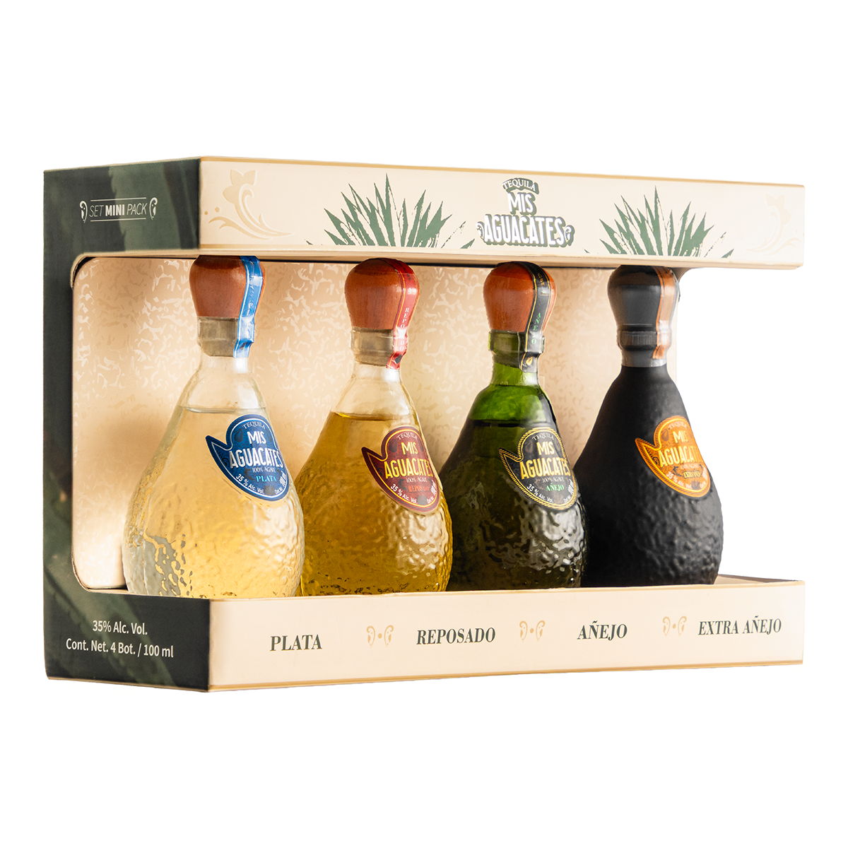 Four Pack Tequila Mis Aguacates Mini 100 Ml