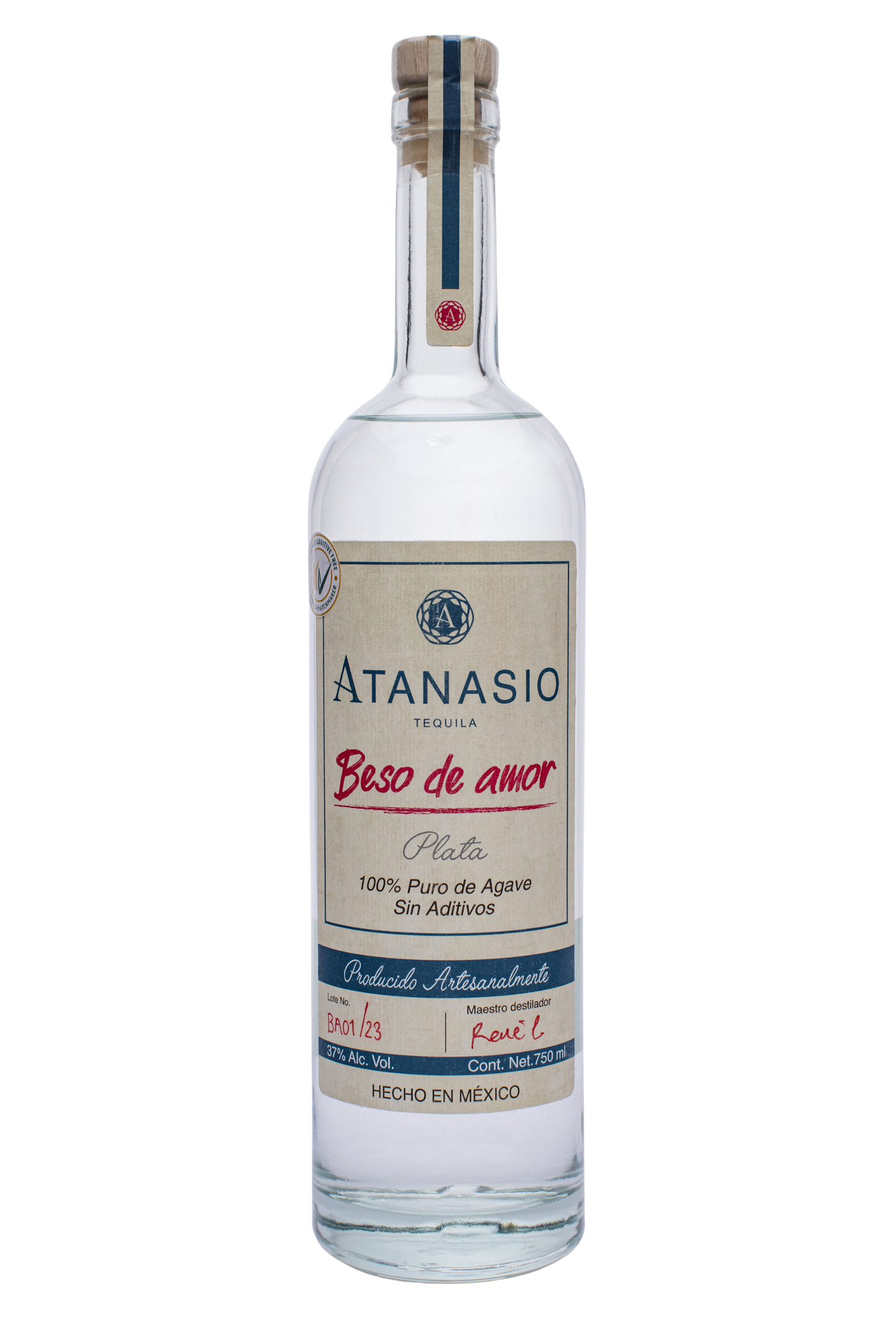 Tequila Atanasio Plata Beso de Amor 750 Ml