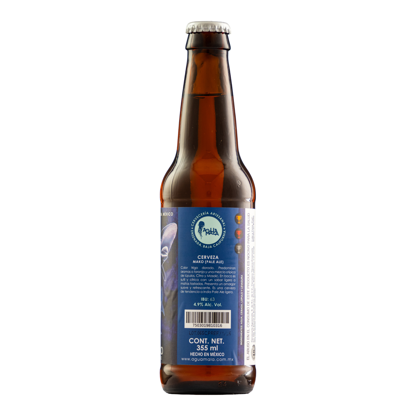 Cerveza Artesanal Agua Mala Mako Pale Ale 355 Ml