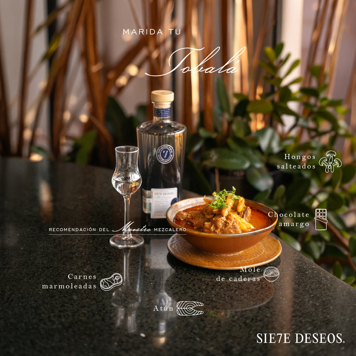 Mezcal Artesanal 7 Deseos Tobalá Joven 750 Ml