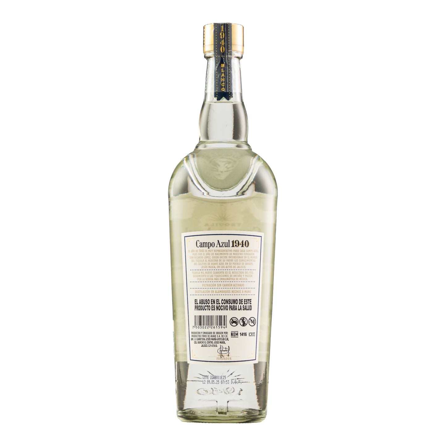 Tequila Campo Azul 1940 Blanco 750 Ml