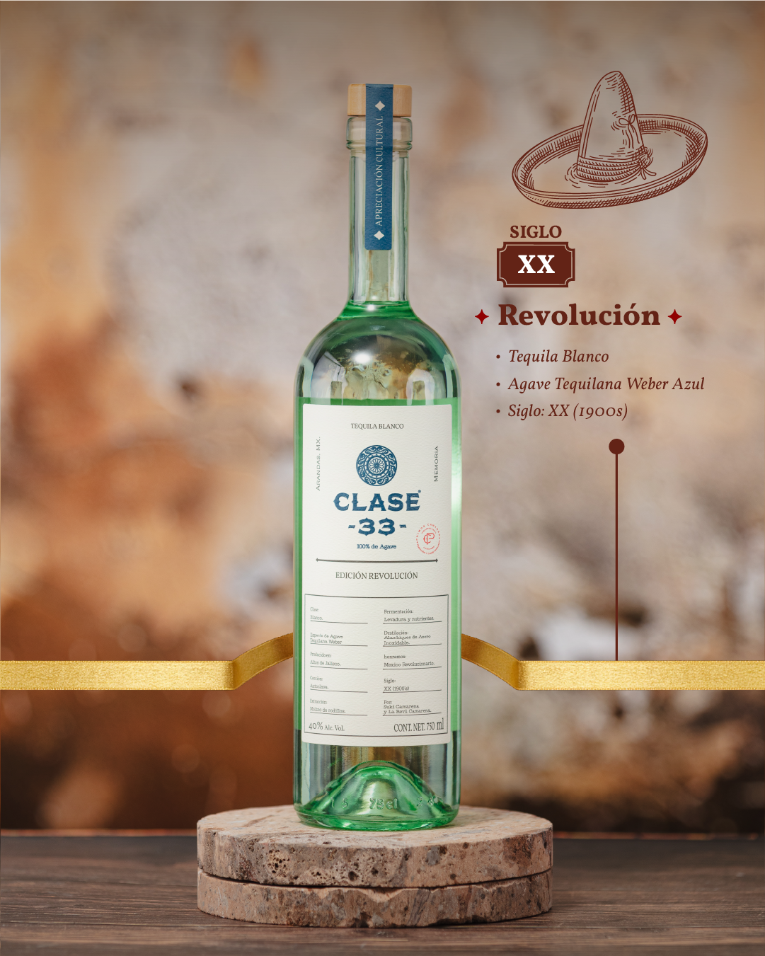 Tequila Clase 33 Edición Revolución Blanco 750 Ml