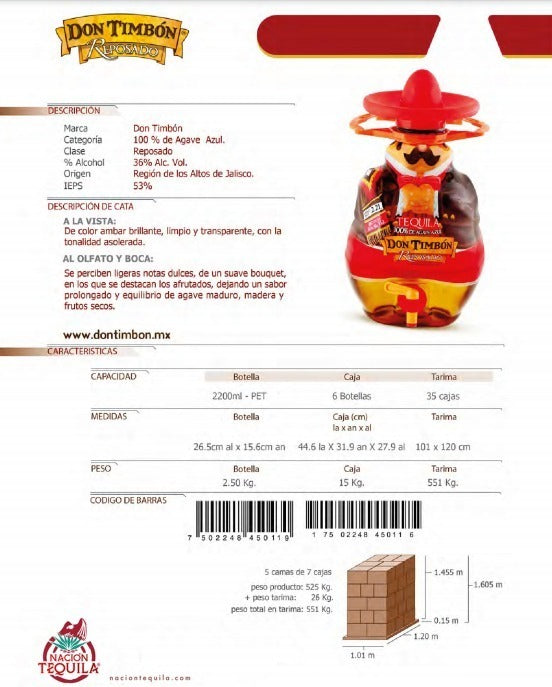 Tequila Don Timbón 100% Rep 2.2l