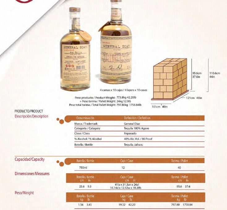 Tequila General Diaz Reposado 750ml