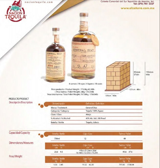 Tequila General Diaz Añejo 750ml