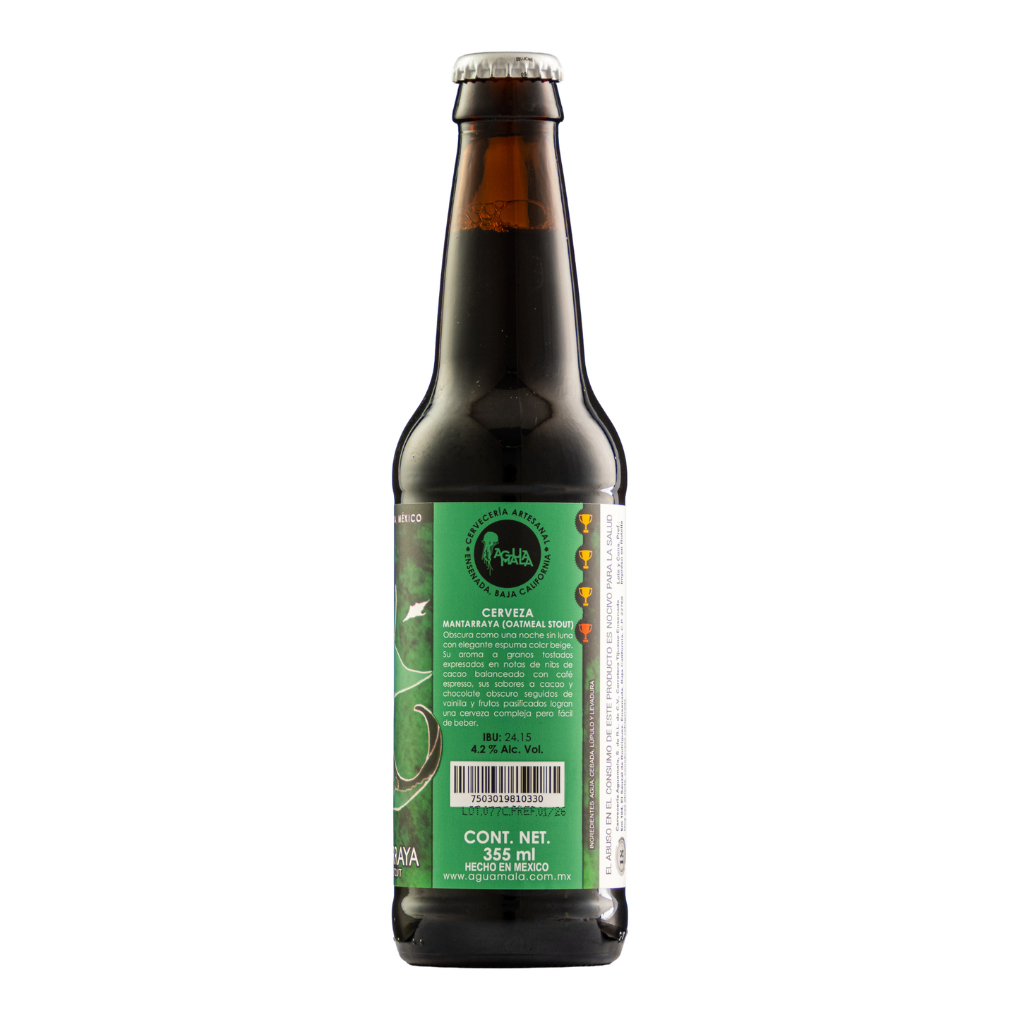 Cerveza Artesanal Agua Mala Mantarraya Oatmeal Stout 355 Ml