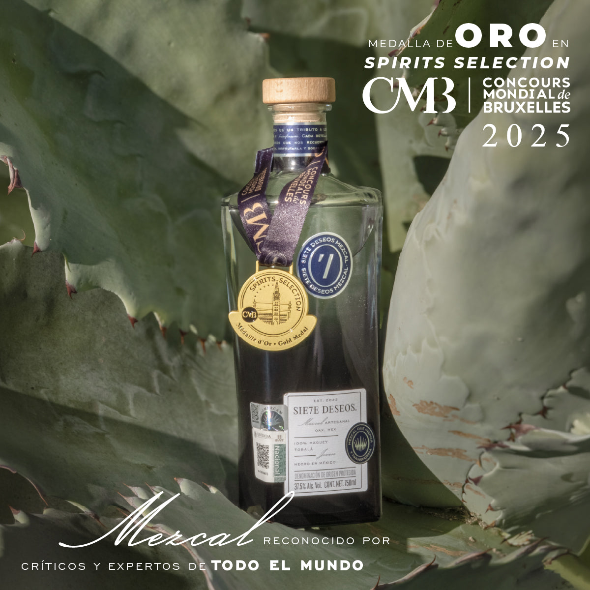 Mezcal Artesanal 7 Deseos Tobalá Joven 750 Ml