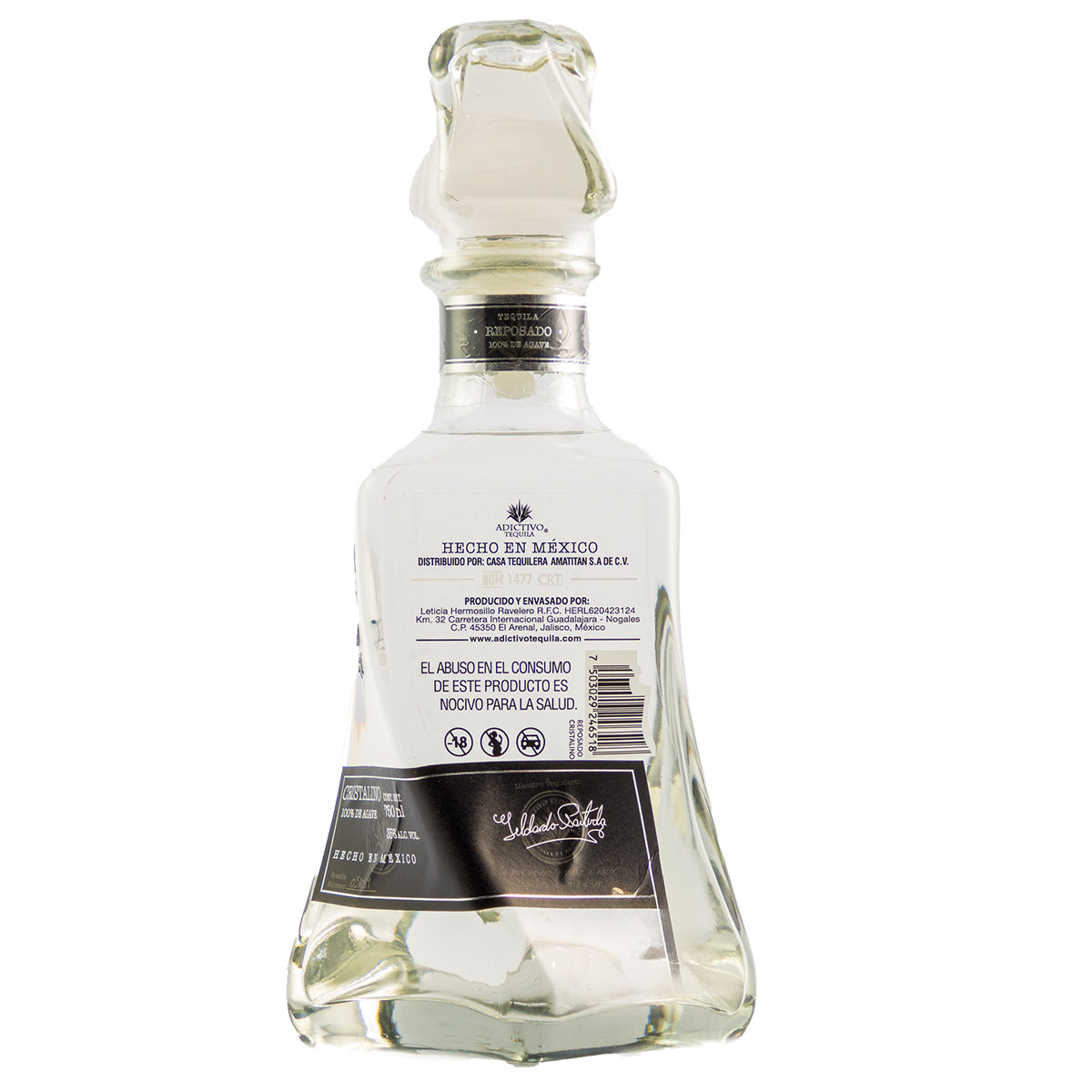 Tequila Adictivo Reposado Cristalino 100% Agave 750 Ml