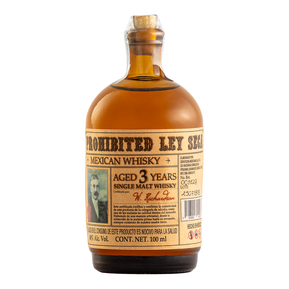 Whisky Mexicano Ley Seca 100 Ml Mini