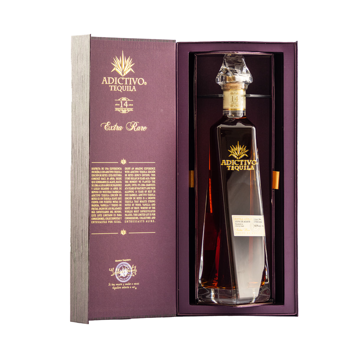 Tequila Adictivo 14 Años Extra Añejo Edición Reyes 750 Ml