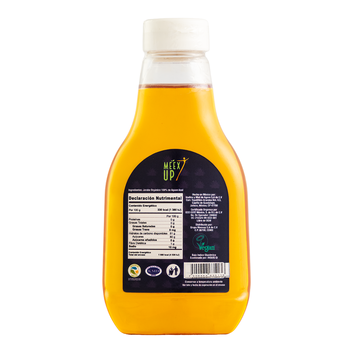 Jarabe Orgánico de Agave Meex Up Pet 330 Ml