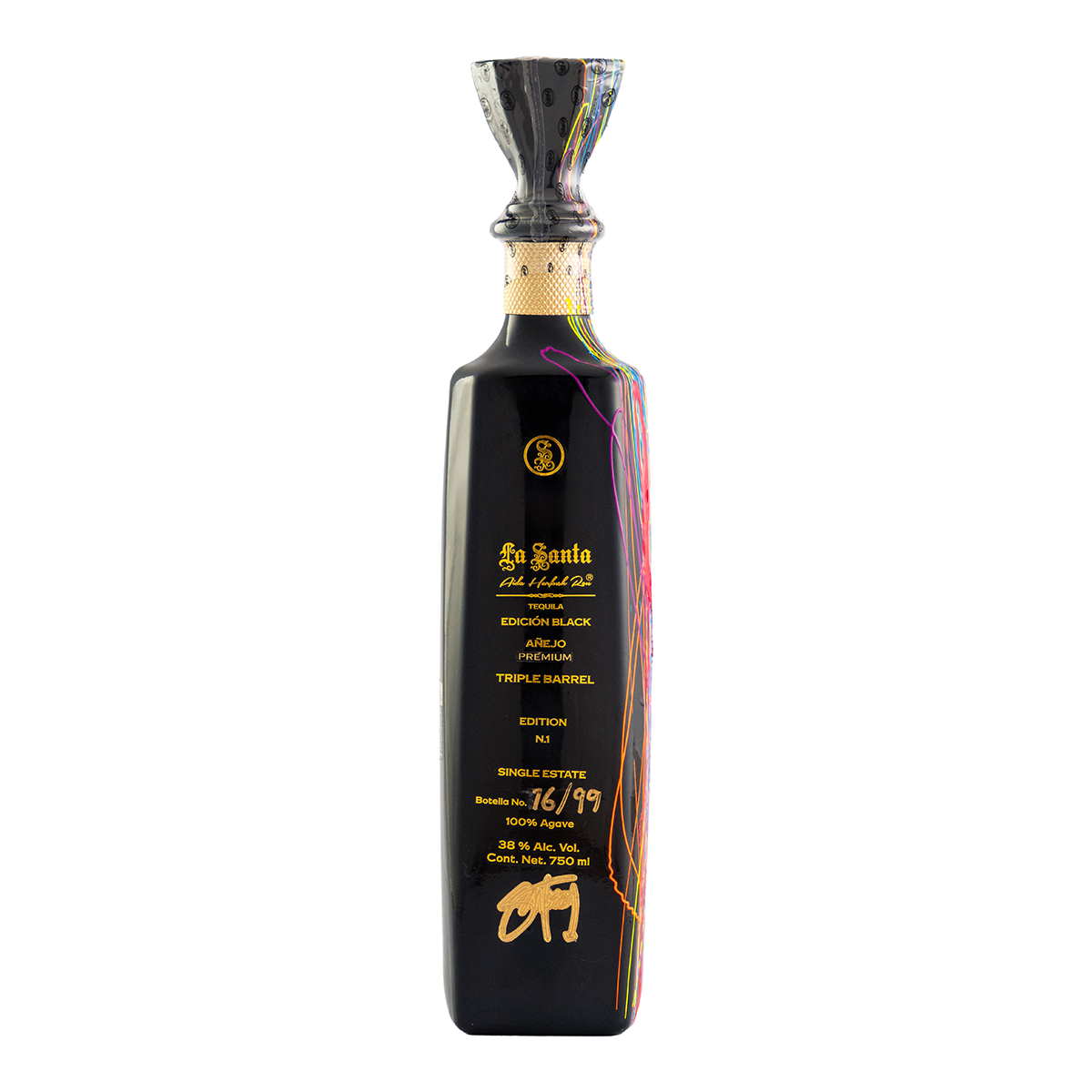 Tequila La Santa Black Añejo Triple Barrel Santoscoy 750 Ml