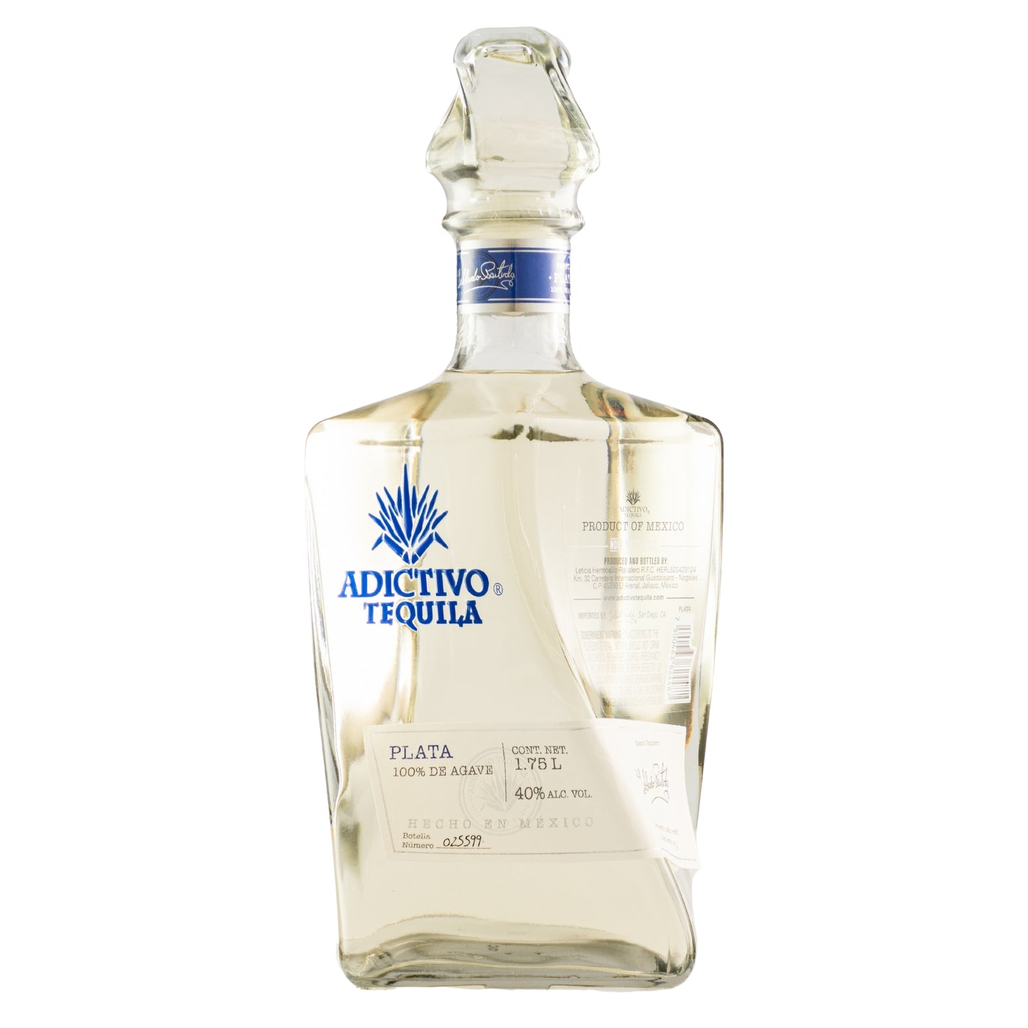 Tequila Adictivo Plata 100% Agave 1750 Ml