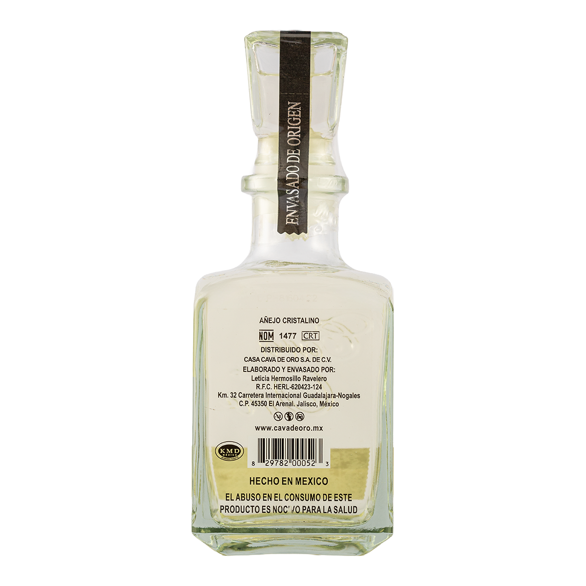 Tequila Gran Cava de Oro Añejo Cristalino 375 Ml