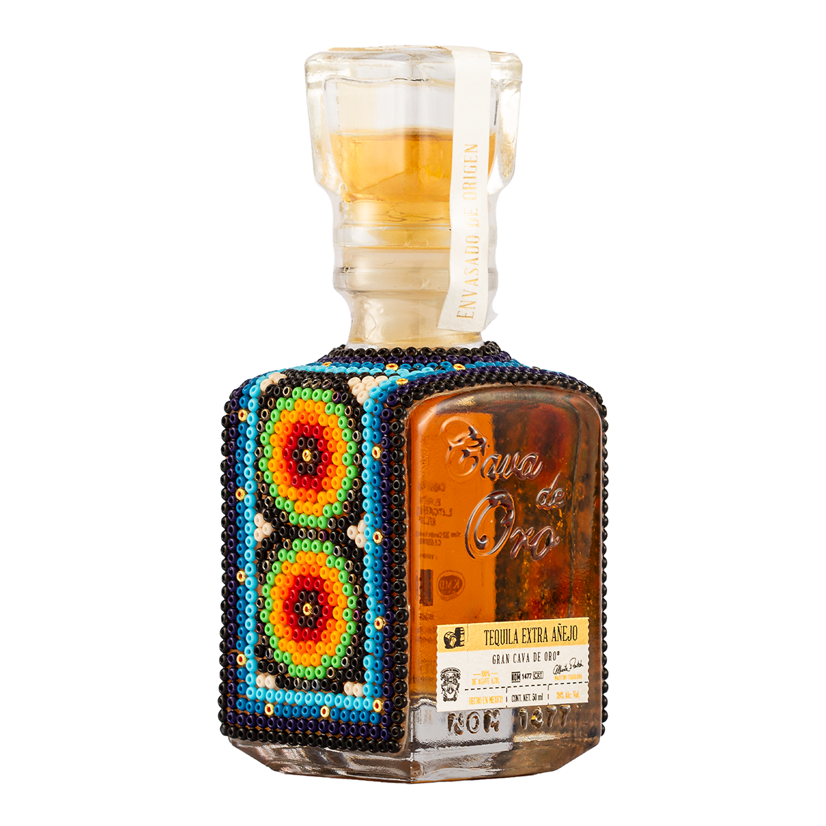 Tequila Gran Cava de Oro Edición Huichol Extra Añejo 50 Ml
