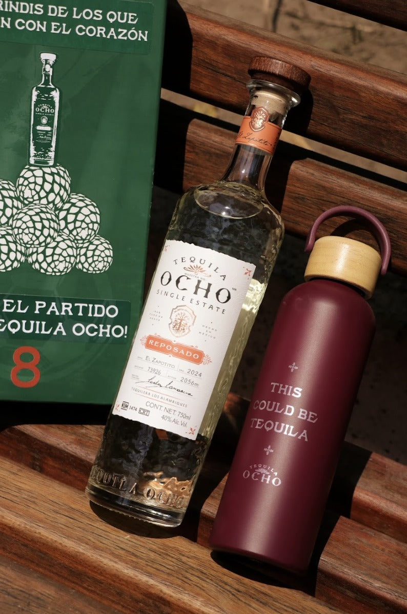 Tequila Ocho Reposado 750 Ml con Termo de Aluminio