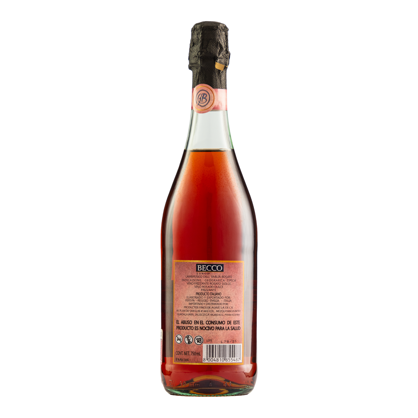 Vino Rosado Frizzante Lambrusco Becco 750 Ml