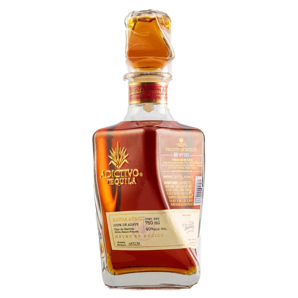 Tequila Adictivo Extra Añejo 100% Agave 750 Ml