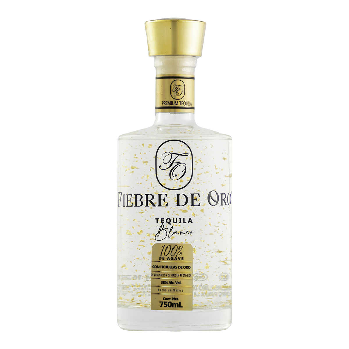 Tequila Fiebre de Oro Blanco Con Hojuelas de Oro 750 Ml
