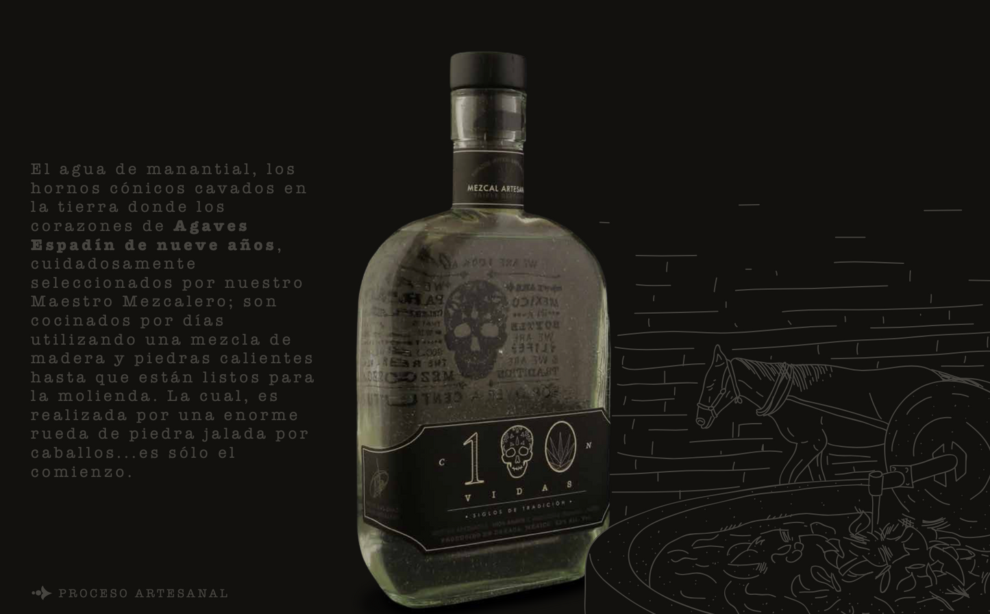 Mezcal Artesanal 100 Vidas Espadín Joven 750ml