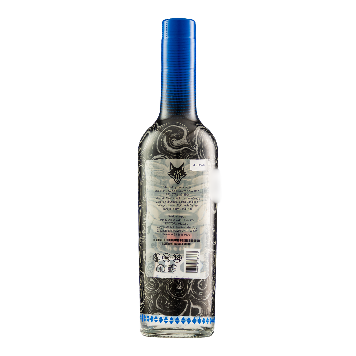 Destilado De Agave Lobo Escondido Cristalino 750 Ml