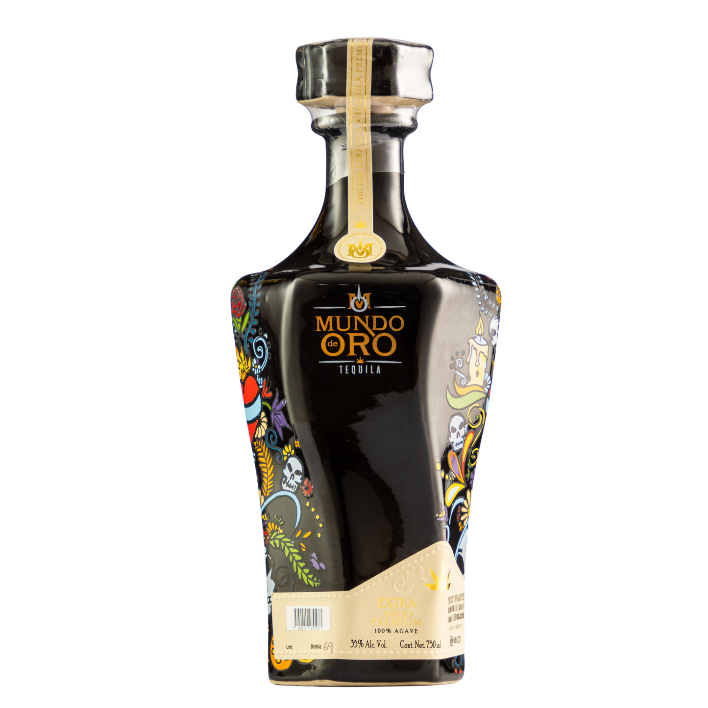 Tequila Mundo De Oro Extra Añejo Cerámica Muertos 750 Ml
