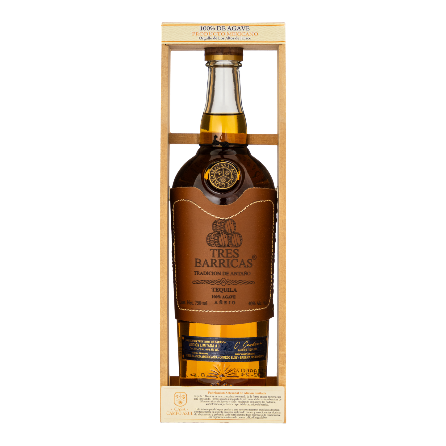 Tequila Campo Azul Tres Barricas Añejo 750 Ml