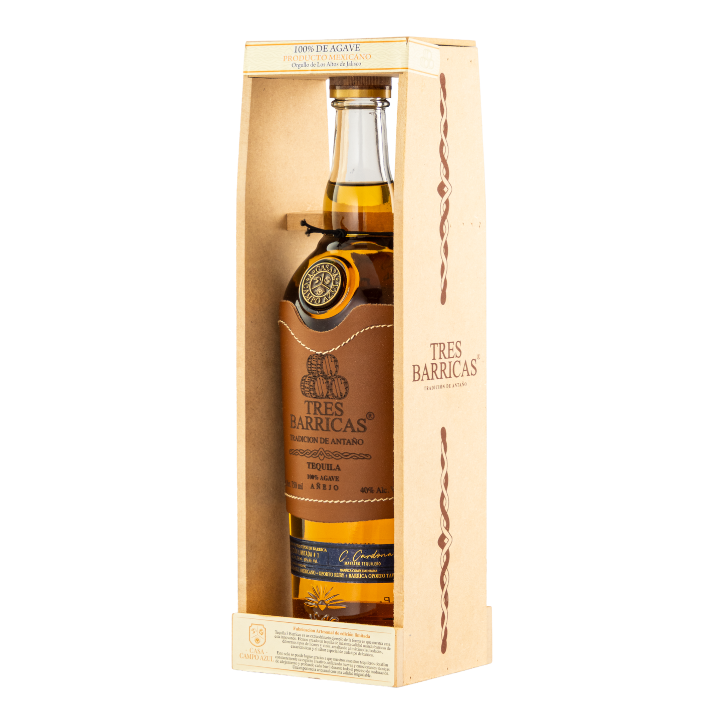 Tequila Campo Azul Tres Barricas Añejo 750 Ml