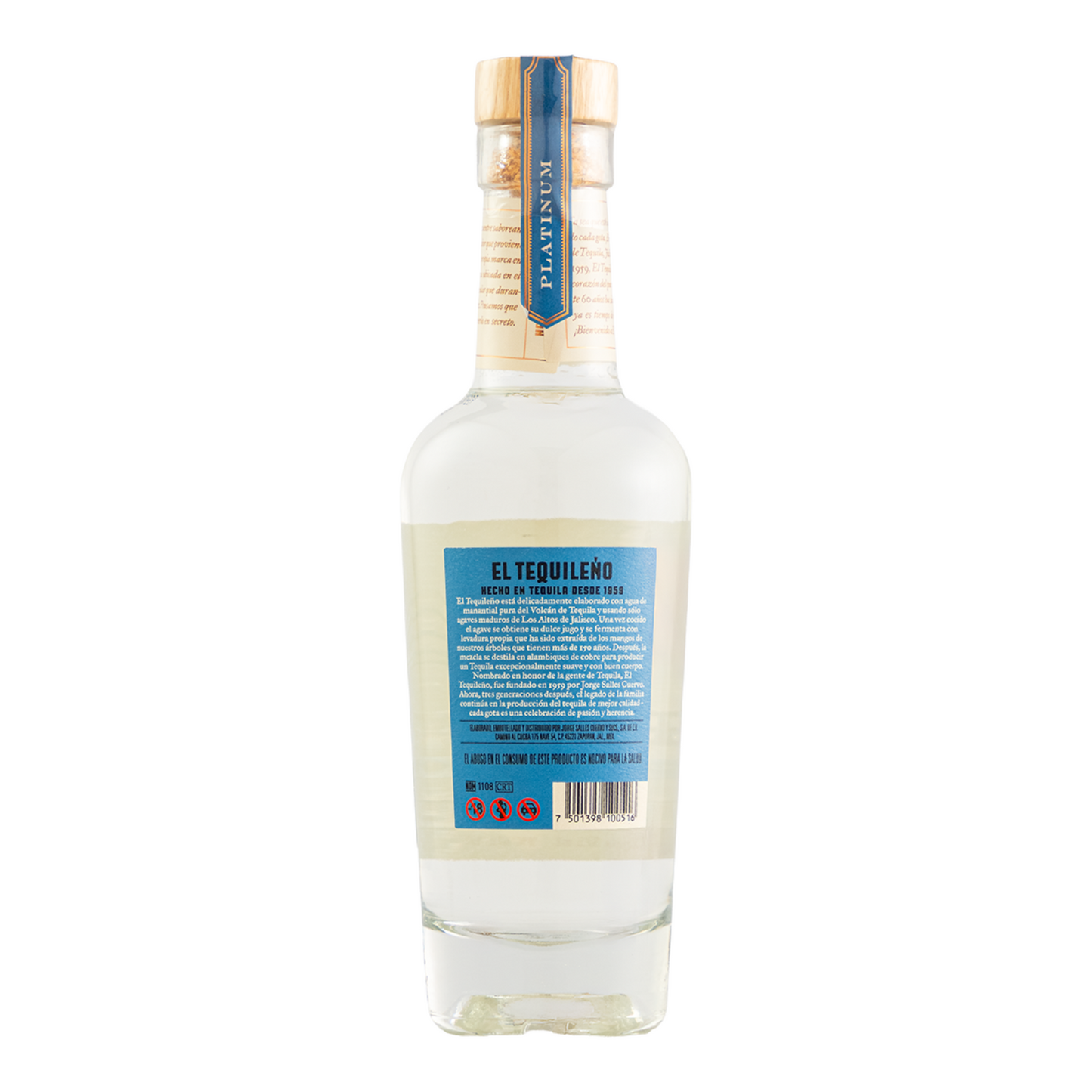 Tequila El Tequileño Platinum Blanco 375 Ml