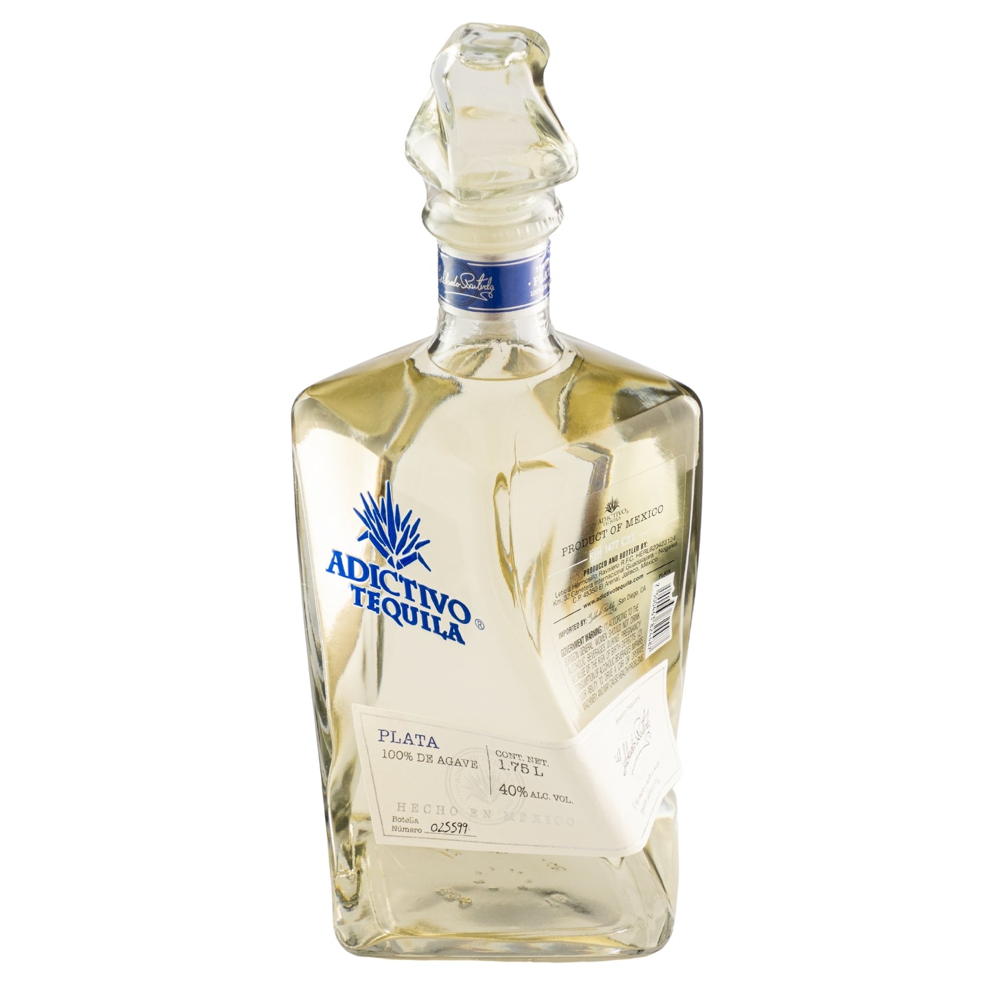 Tequila Adictivo Plata 100% Agave 1750 Ml
