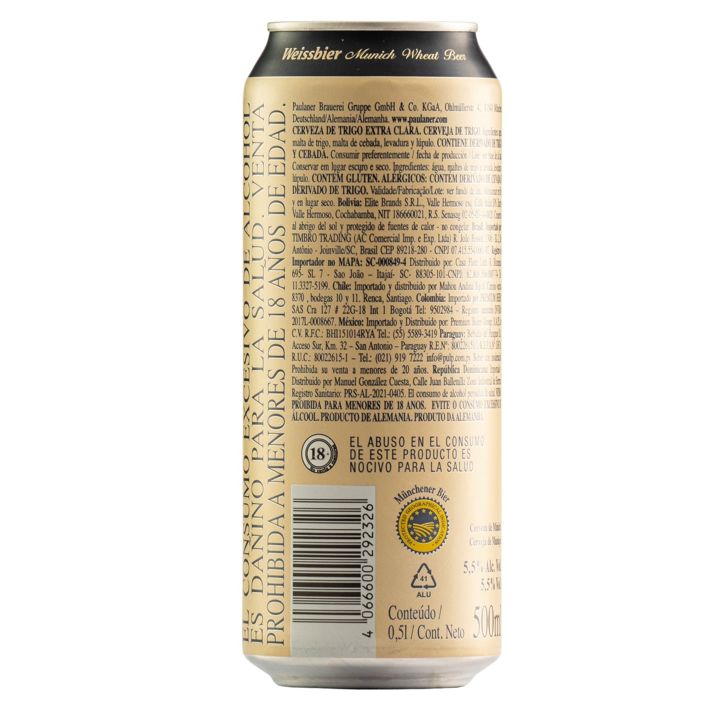 Cerveza Paulaner Weissbier Lata 500 Ml