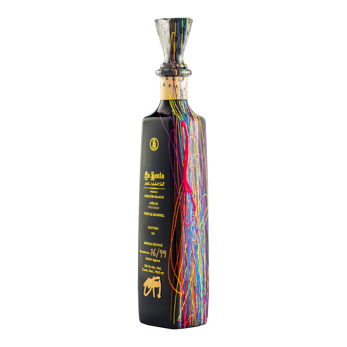 Tequila La Santa Black Añejo Triple Barrel Santoscoy 750 Ml
