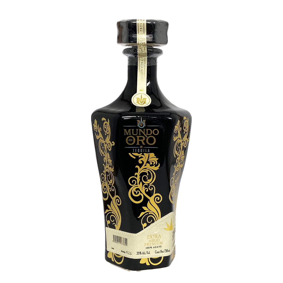 Tequila Artesanal Mundo De Oro Extra Añejo Cerámica Negro