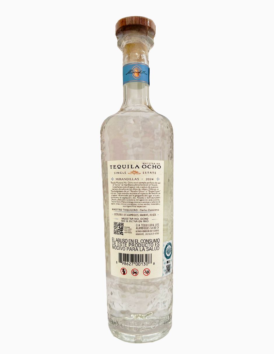 Tequila Ocho Single Estate Plata 750 Ml Nva Presentación