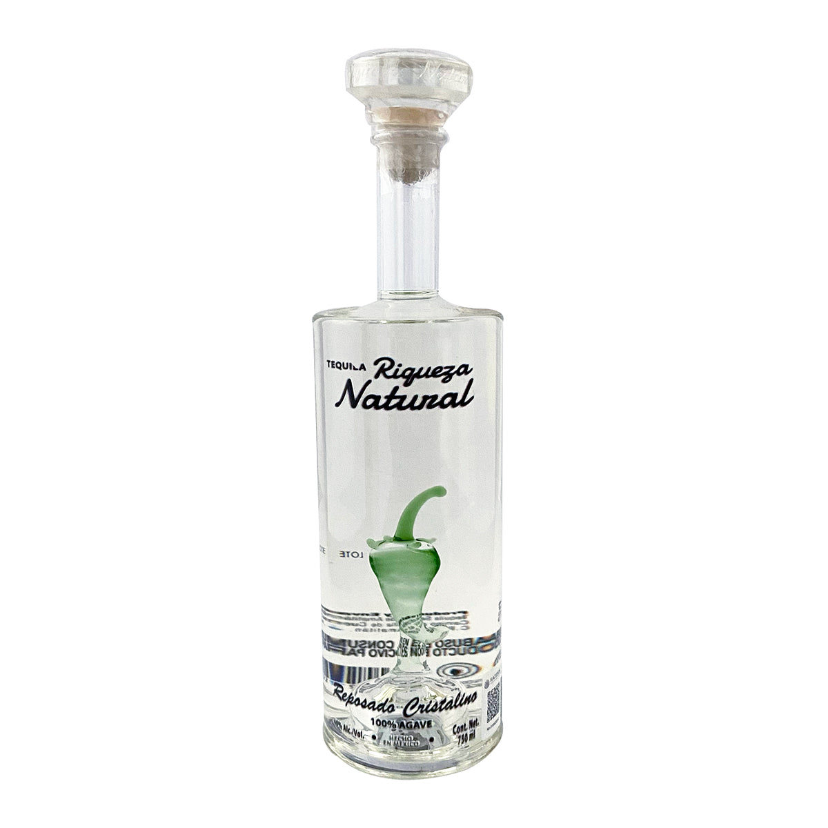 Tequila Riqueza Natural Reposado Cristalino Chile 750 ml